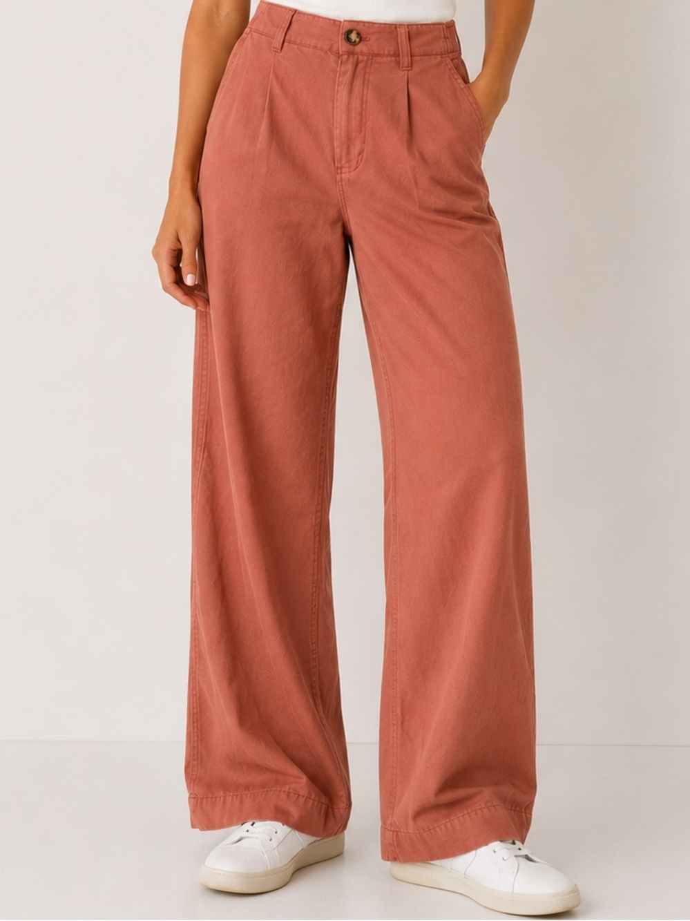 Madewell TENCEL Blend Wide Leg Pants Terracotta Size 00 Elastic Back Waist